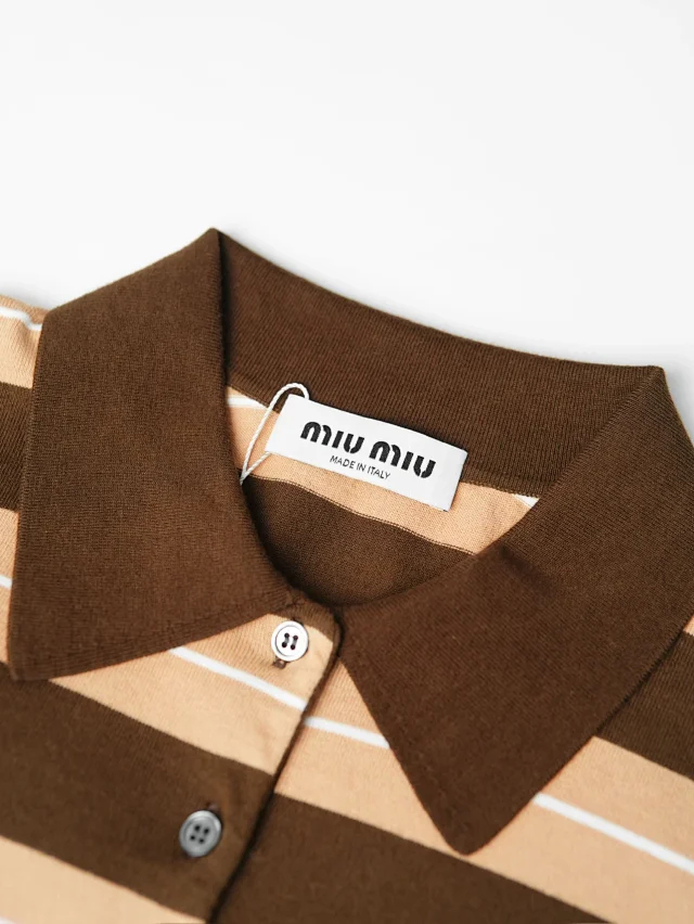 Item ID 9105 M1UM1U Dyed yarn, flatbed machine circular knitting SS25 summer series cotton knitted embroidered logo polo shirt,