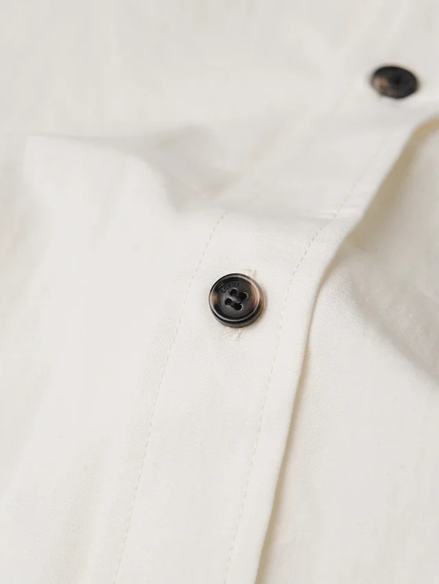 Item ID 9104 LOE SS26 80_Lysell + 20_Polyester Unique wood pulp fiber texture, lapel, button chest pocket, logo embroidery, long-sleeved shirt, loose version, men's style
