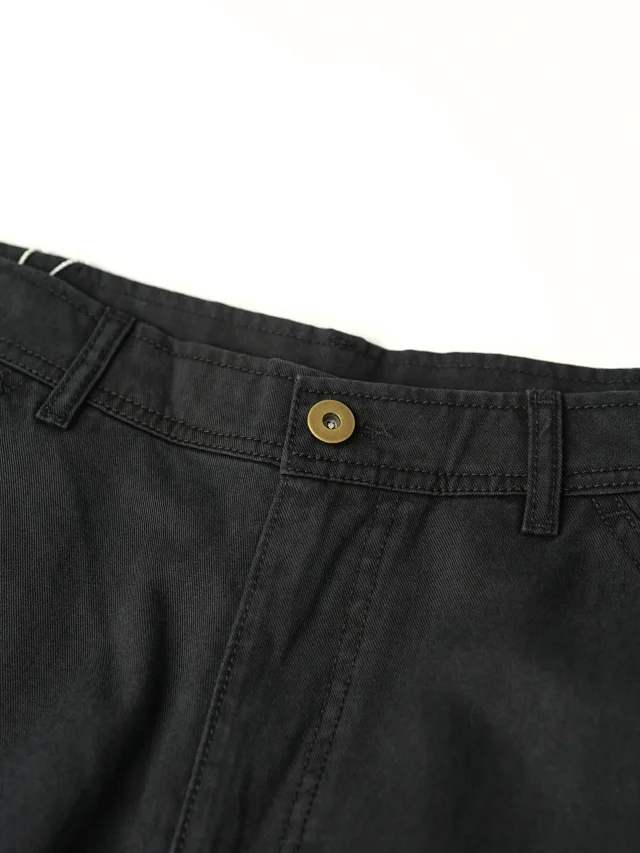 Item ID 9123 Magira washed twill straight leg denim pants, loose straight leg solid color pocket pants