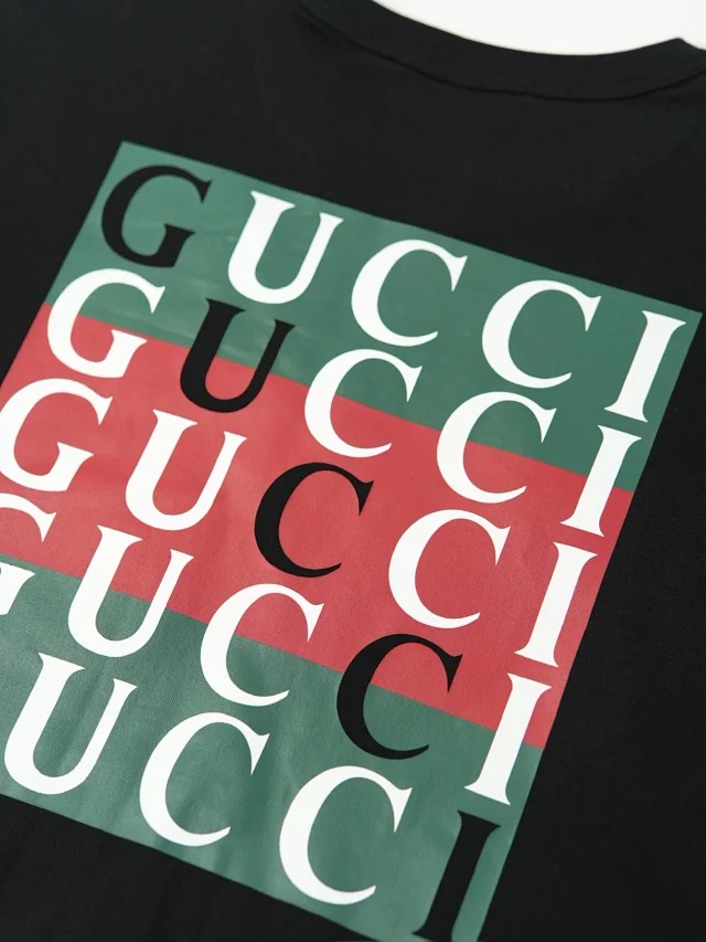 Item ID 9015 GUC Cotton letter printed round neck loose short sleeved shirt