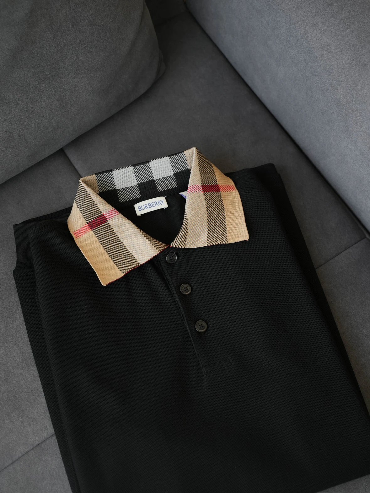 Item ID 8174 BBR-SS24- Solid color ribbed knitted long sleeved polo shirt