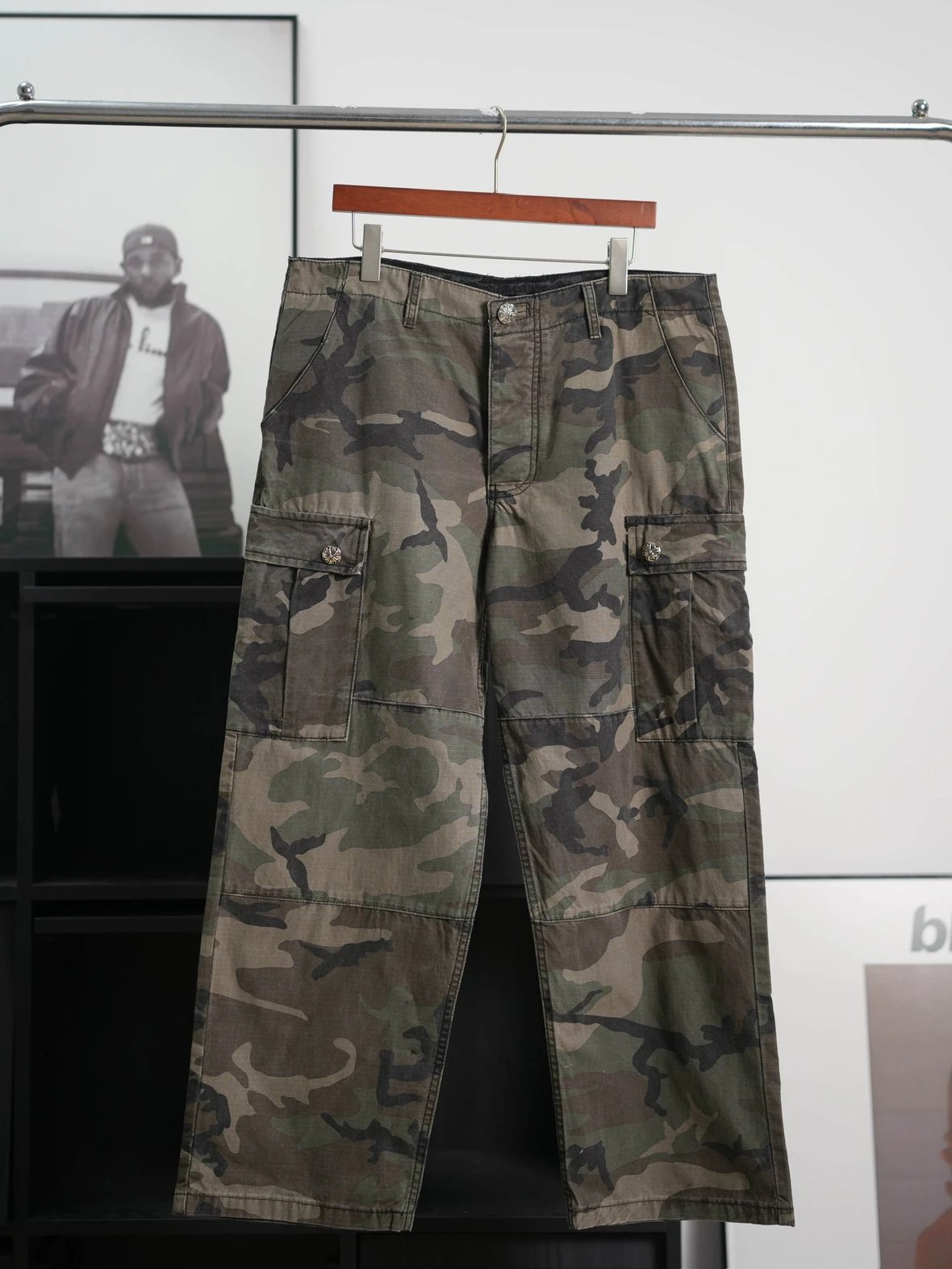 Item ID 8346 CH Camouflage zipper straight mid-rise casual pants “ Kangli direct sp