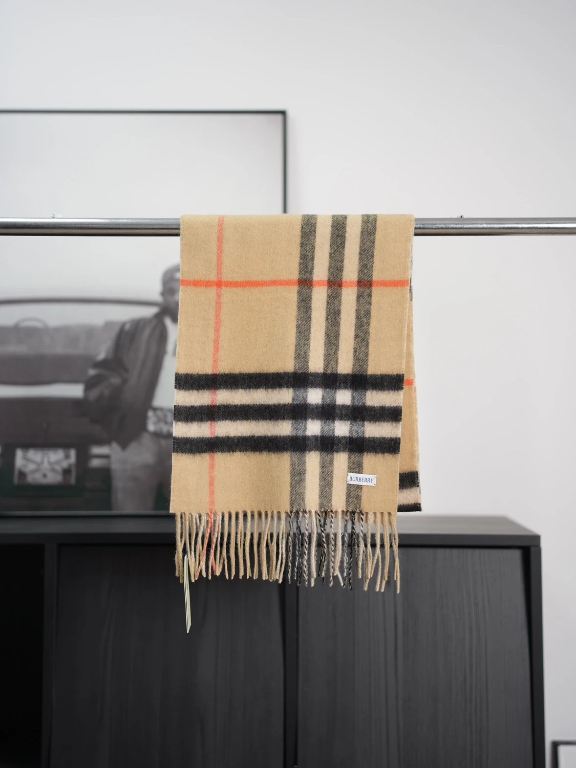 Item ID 8525 BBR Wool and cashmere blend - Striped mesh decorative cashmere scarf f