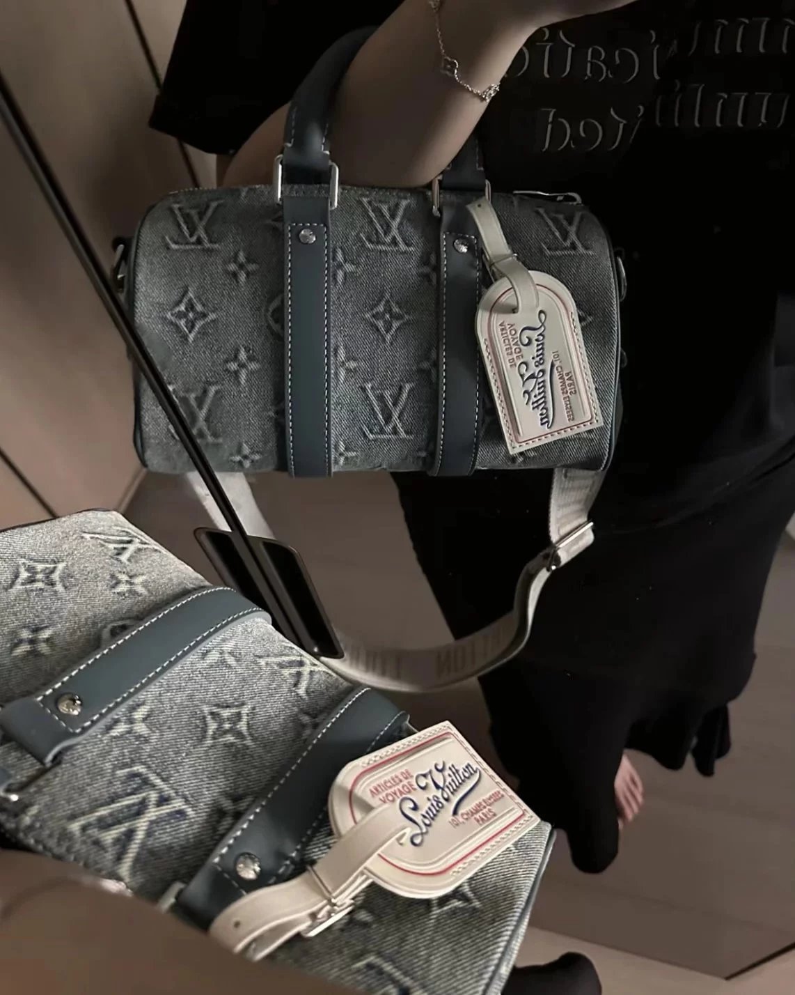 Item ID 8426 Advanced Customization - Kepall 25- Washed Blue Denim Canvas Bag - Sma