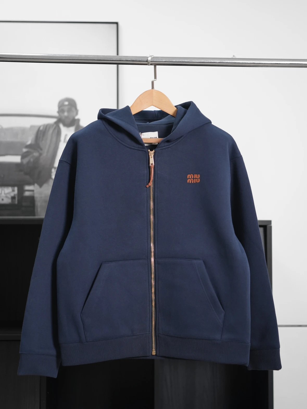 Item ID 8044 Miu Miu SS24- Custom hardware - letter Logo Printed zip hooded long-sl