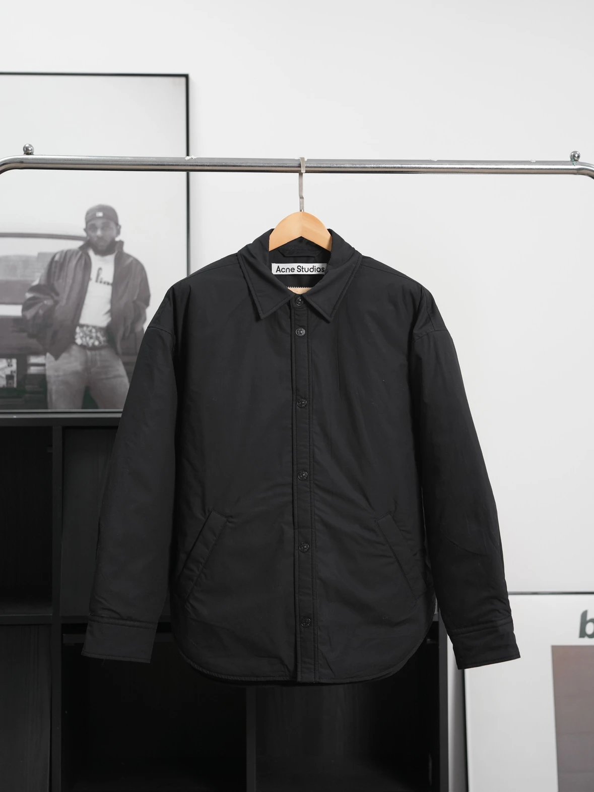 Item ID 8006 Acne Studios FW25 _Sparkling Silk Satin_ Embroidered Logo Collar Loose