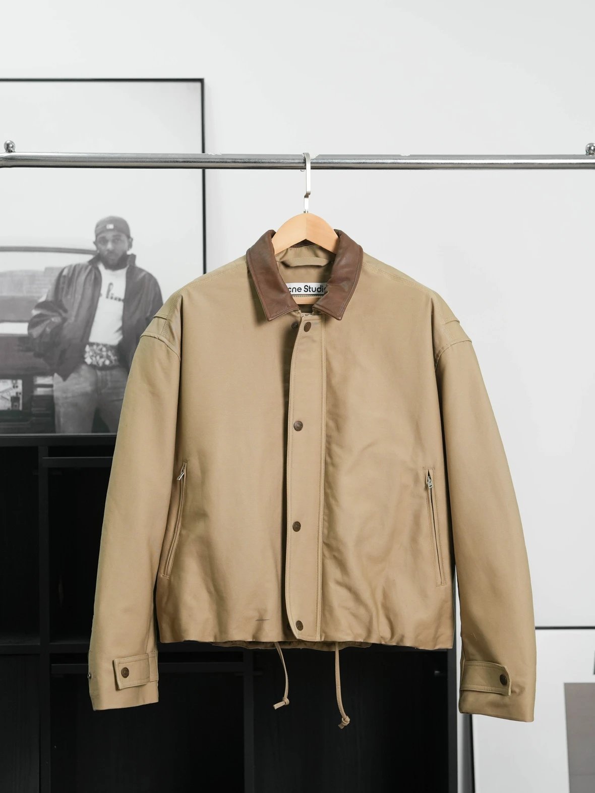 Item ID 8008 Acne-“ Leather collar ”SS25 Solid color pocket zipper snap button jack