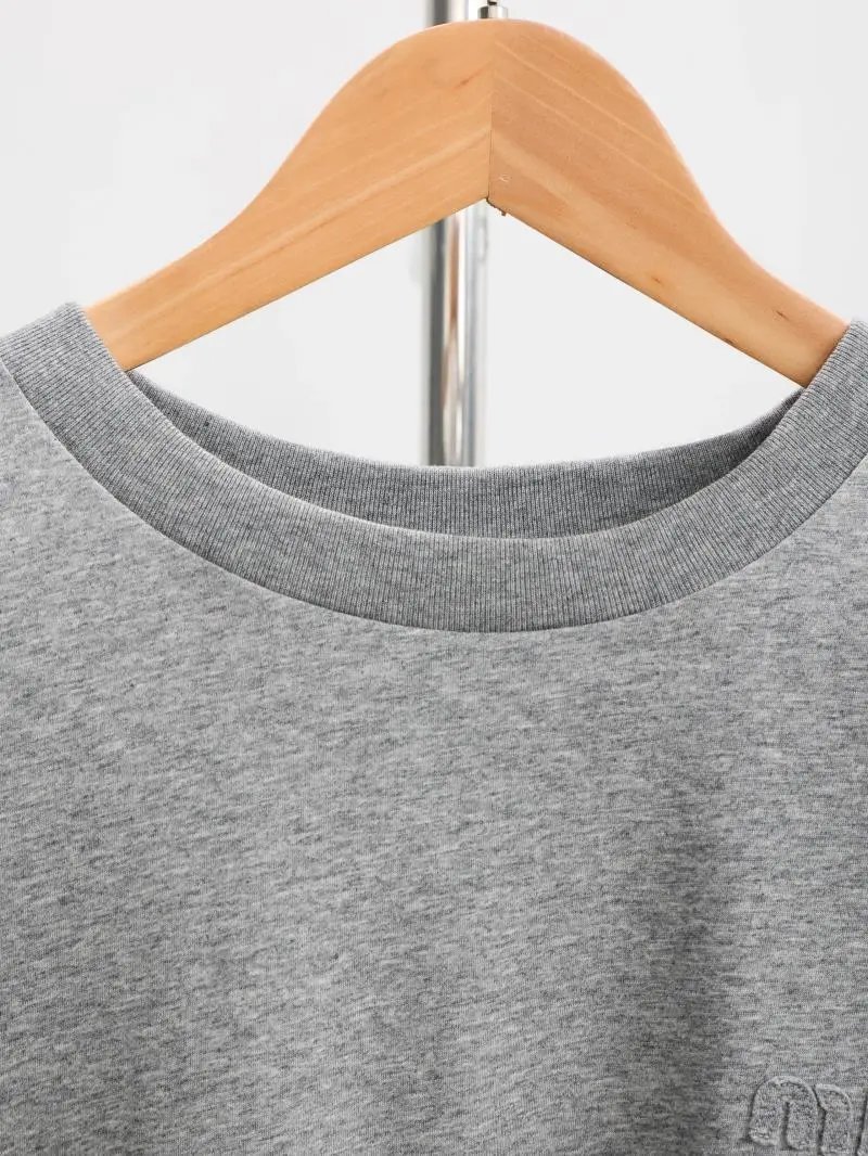 Item ID 8327 Miumiu- Miu Miu -2023ss- patch Logo short sleeves - flower gray - Ultr