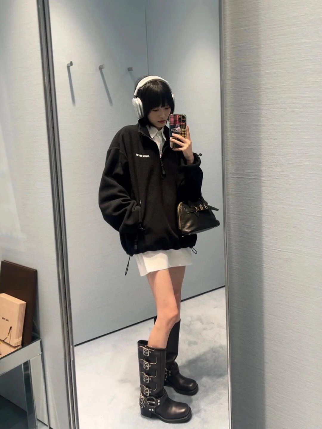 Item ID 8041 M1uMiu-2024-ss-fleece zipper jacket - Classic small label embroidered