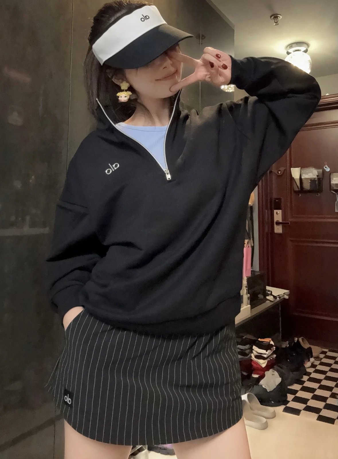 Item ID 8068 aloyoga-Accolade Stand collar solid color “65% cotton ➕35% polyester ”