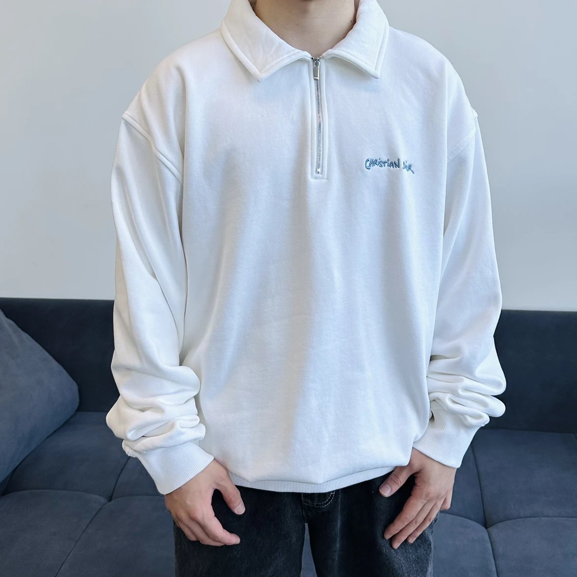 Item ID 8178 D10R- Dior -2024ss- half zip lapel sweatshirt - Simple design - Small