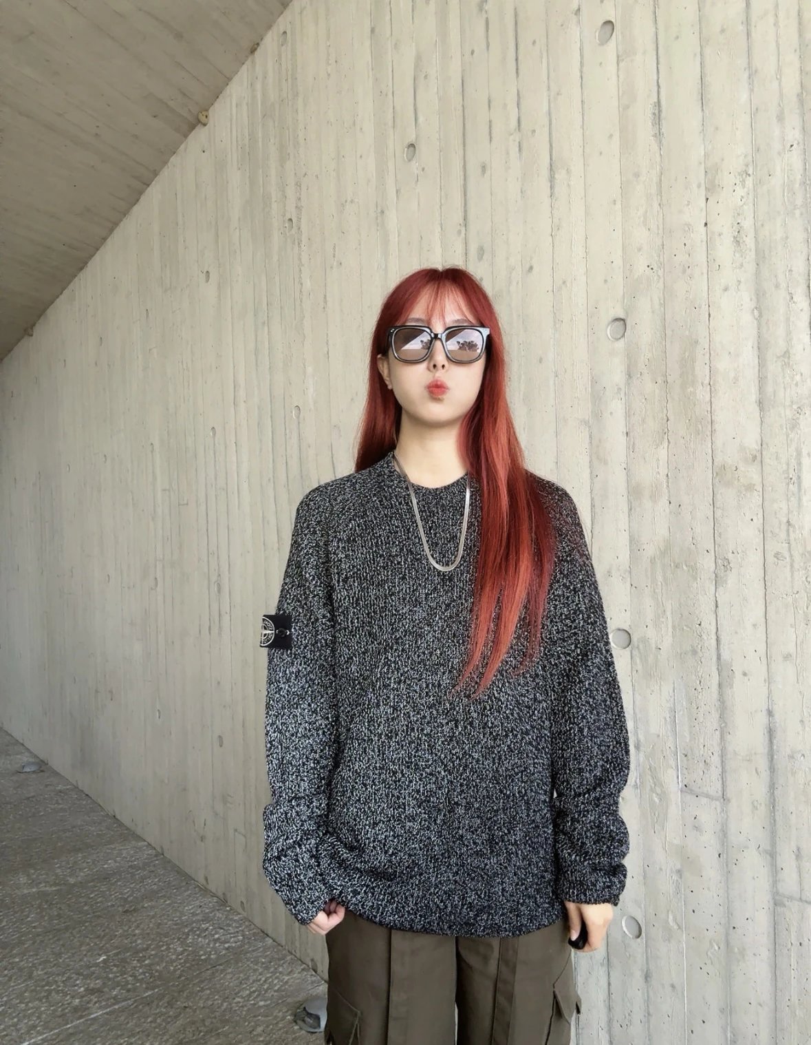 Item ID 8259 Ghost series crew neck sweater “ Special reflective yarn ” Fine imitat