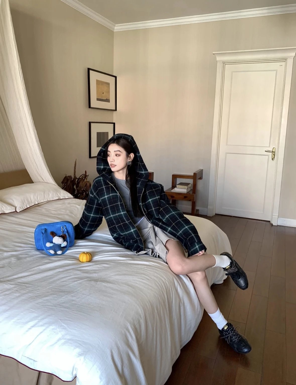 Item ID 8127 M1UM1U Miu Miu plaid cotton coat - Button cuffs patch pocket jacket -