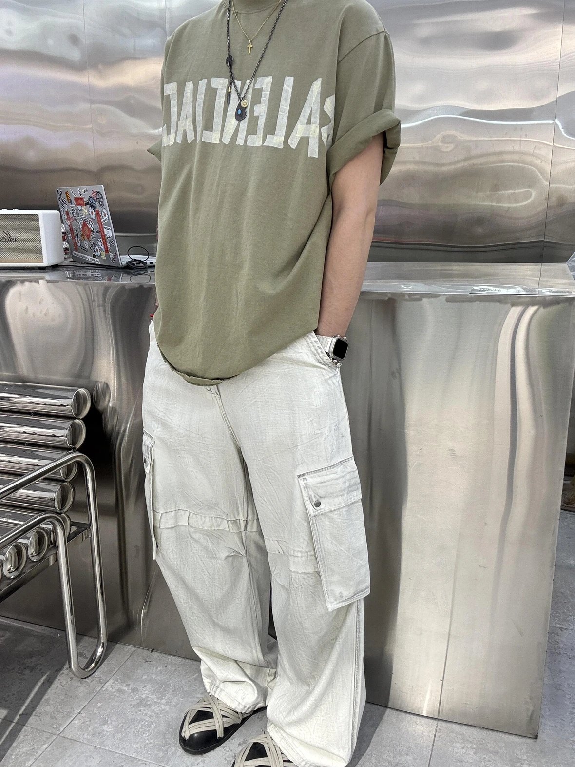 Item ID 8278 Balenc1aga - Paris-2023s - Pattern Paper Series Short Sleeves - Retro