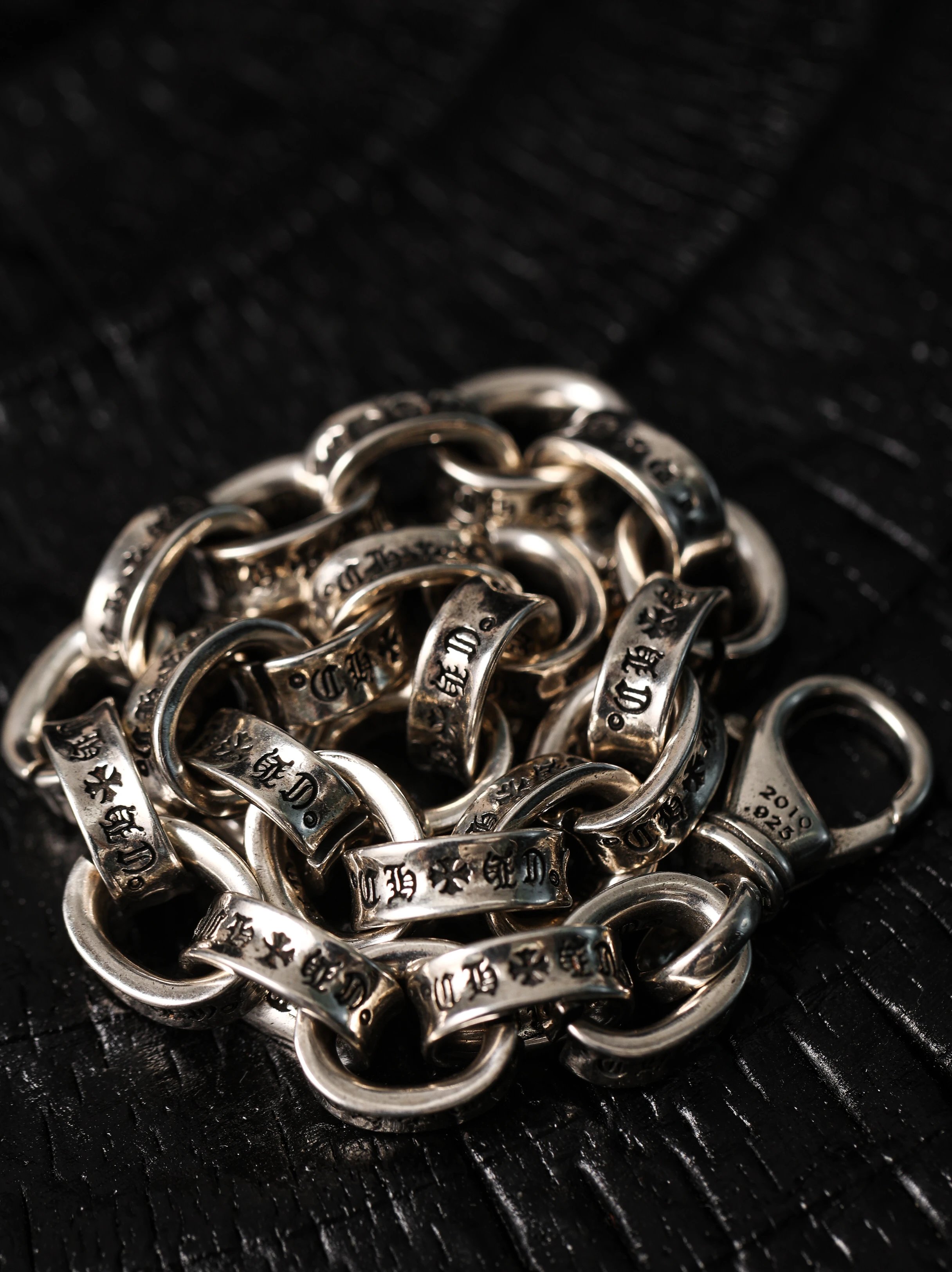 Item ID 8376 Chrome-Hearts- Crow heart -paperchain- Classic Thin Cuban Bracelet - p