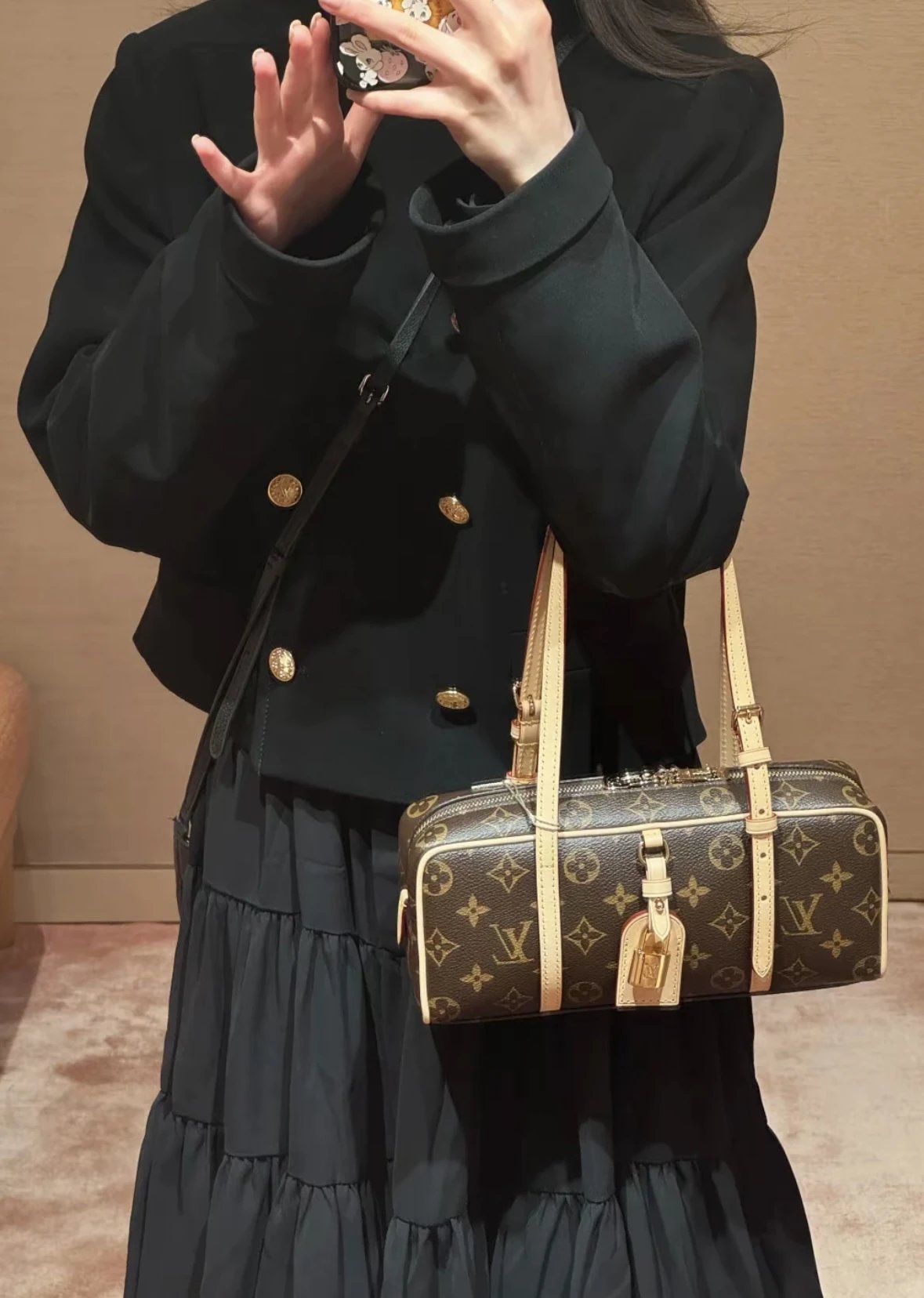 Item ID 8481 HANG-ON- retro classic -Monogram coated canvas - bowling bag handbag -