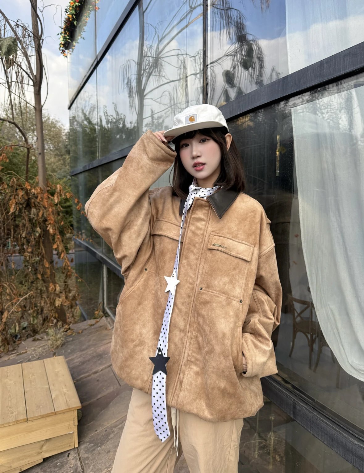 Item ID 8065 WE11DONE Imitation suede main fabric “ Leather collar ” Printed patter