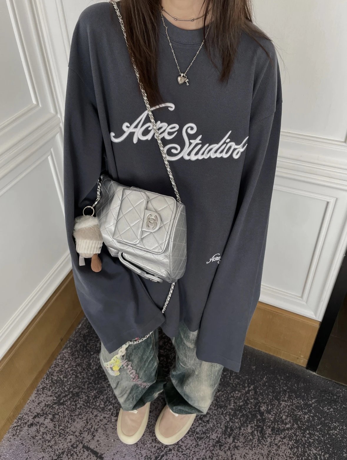 Item ID 8172 Acne _16 count combed cotton single bead ground_ embroidered logo lett