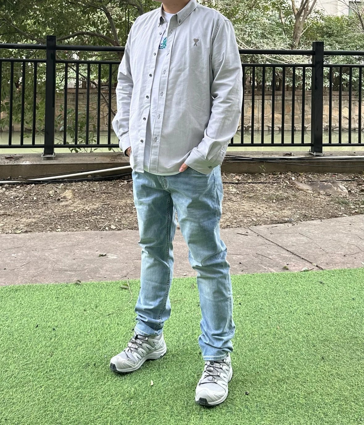 Item ID 8210 AMI Love Embroidered Cotton Solid Color Long Sleeve Shirt for Men and