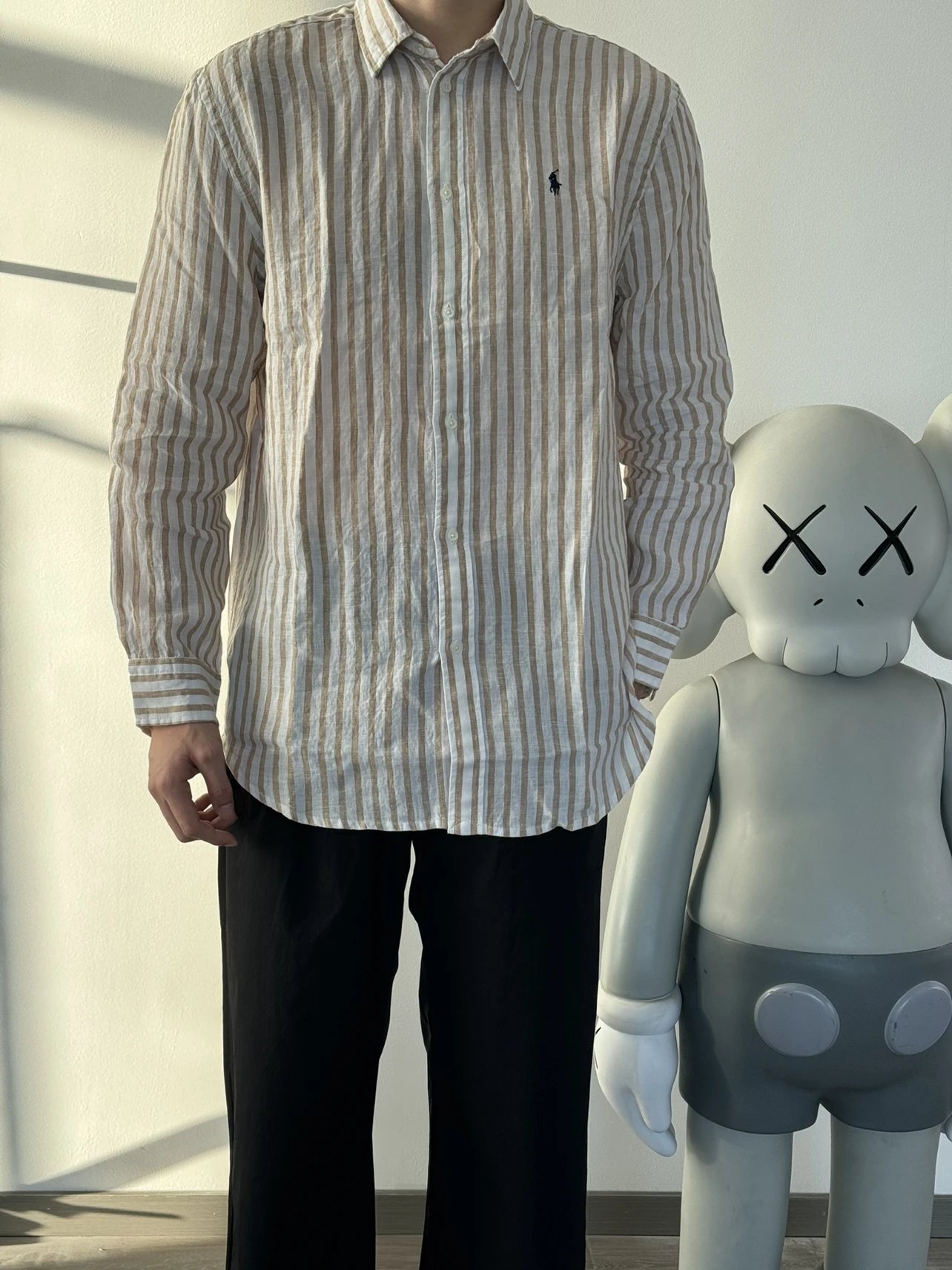 Item ID 8223 raff 100% flax -FW25-“ stripe spacing 0 error ” Lapel striped linen lo