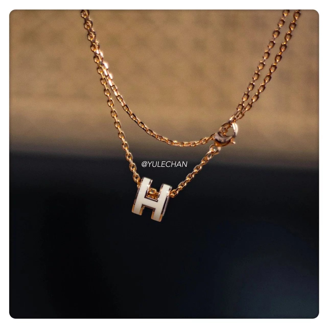 Item ID 8380 H letter necklace -mini letter pendant - rose gold necklace - clavicle