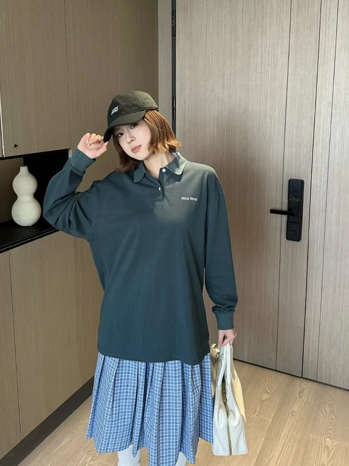 Item ID 8185 M1UM1U Miu Miu Summer Series -50 Long-staple cotton pique POLO- green