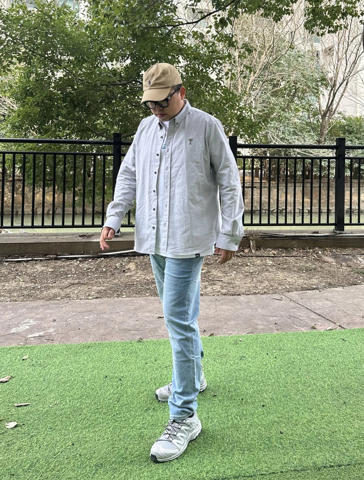 Item ID 8210 AMI Love Embroidered Cotton Solid Color Long Sleeve Shirt for Men and