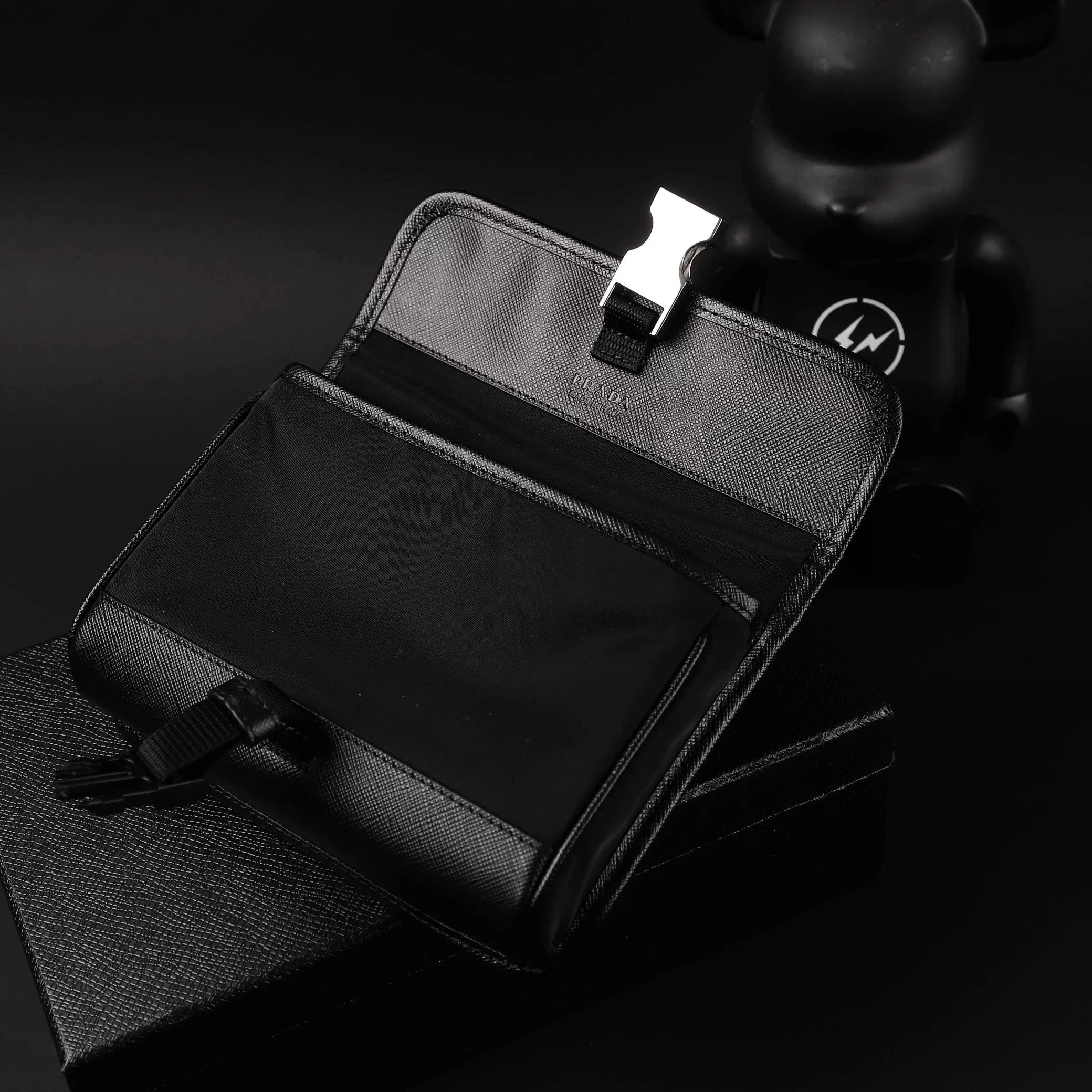 Item ID 8506 Prad Nylon Leather Phone Bag (Tested to hold 2 Max models - with card