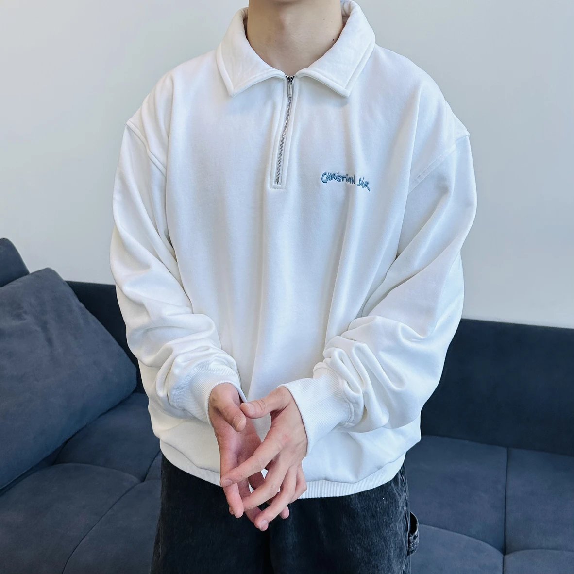 Item ID 8178 D10R- Dior -2024ss- half zip lapel sweatshirt - Simple design - Small