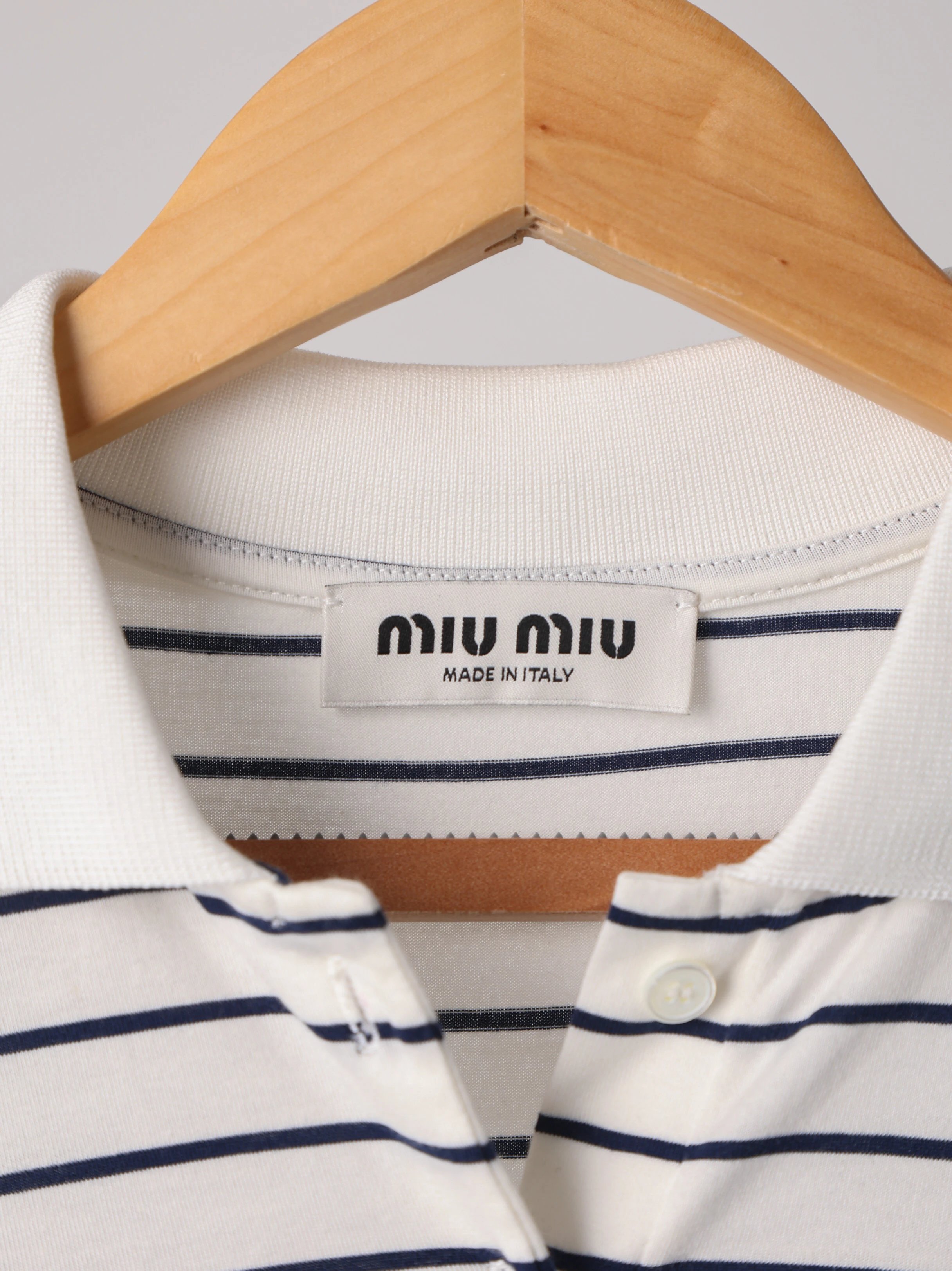 Item ID 8186 M1uM1u- Miu Miu -2024ss- black and white stripes polo shirt - Chest le
