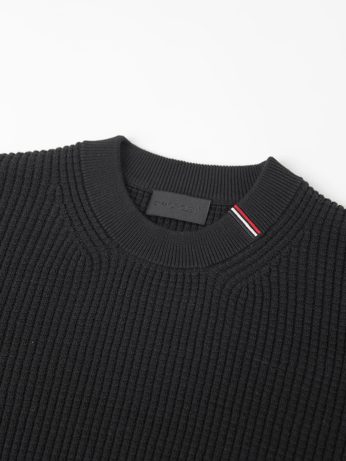 Item ID 8177 CottonSweater _3D Waffle_ Three Color Logo Round Neck Long Sleeve Knit