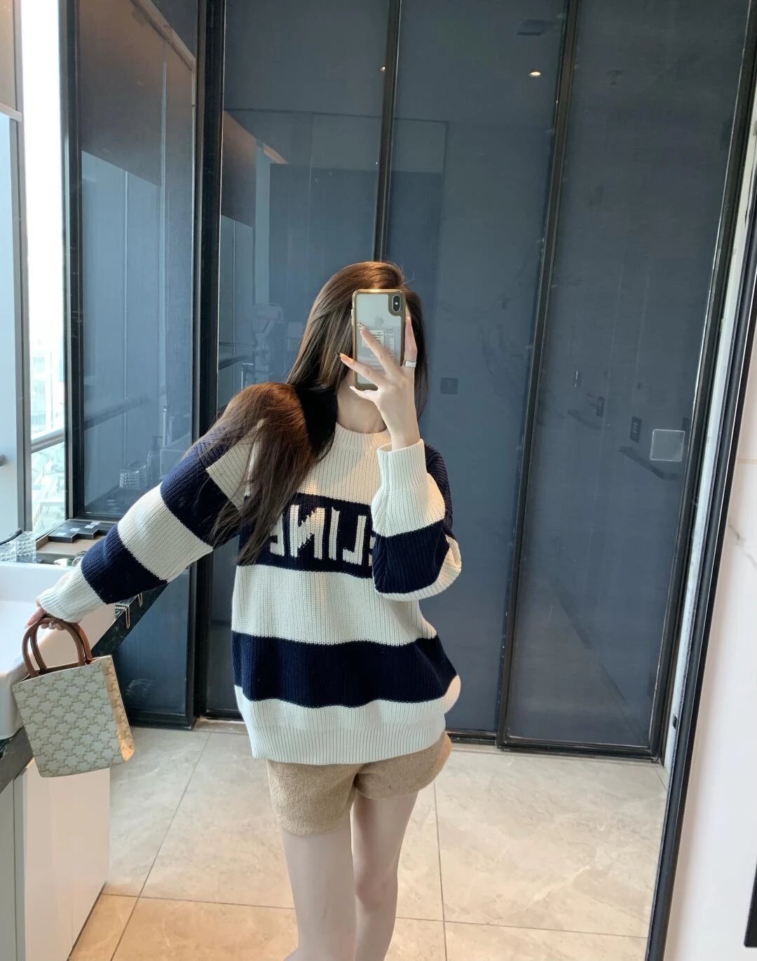 Item ID 8254 CEL1NE- Celine -2024ss- striped jacquard letter sweater - knitted loos