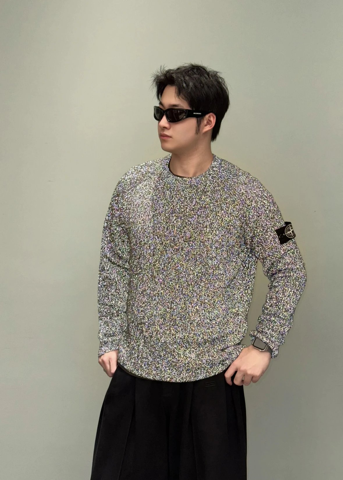 Item ID 8259 Ghost series crew neck sweater “ Special reflective yarn ” Fine imitat
