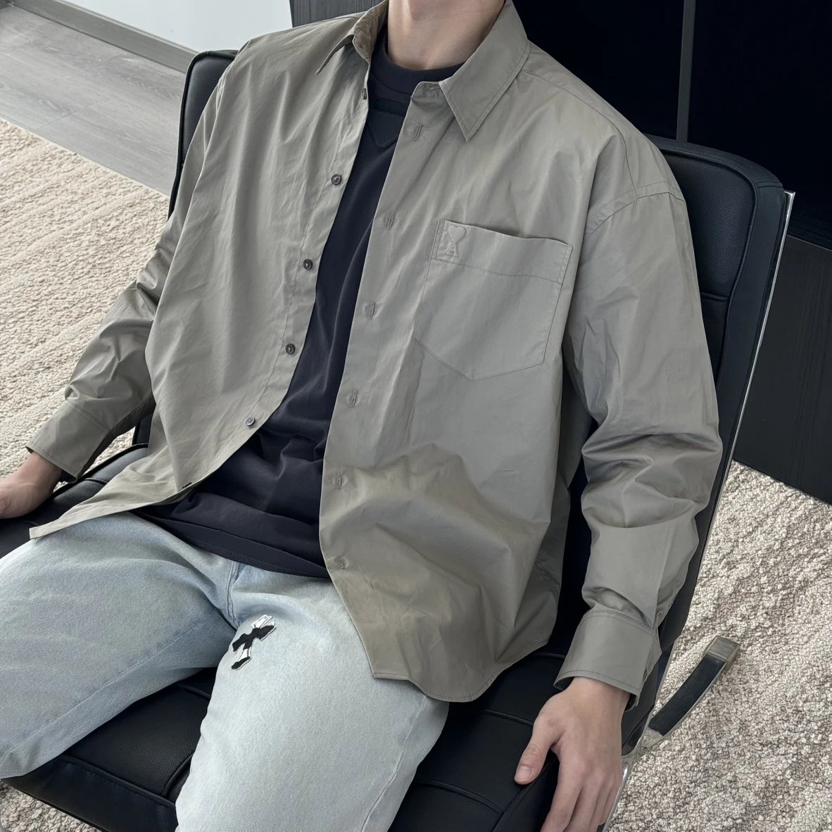 Item ID 8211 Ami-“40 Tencel imitation plain weave ” Solid color loose long sleeve s