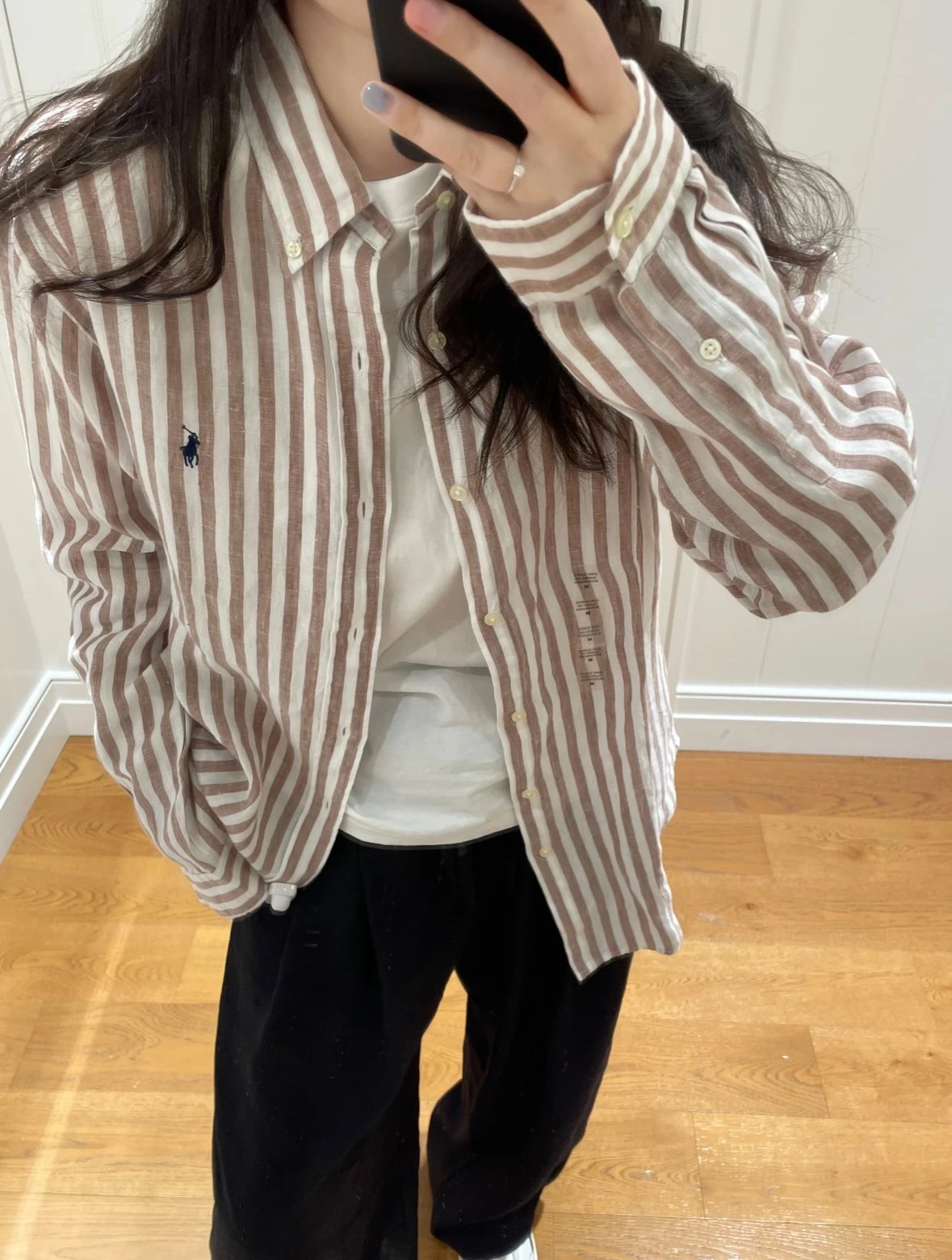 Item ID 8223 raff 100% flax -FW25-“ stripe spacing 0 error ” Lapel striped linen lo