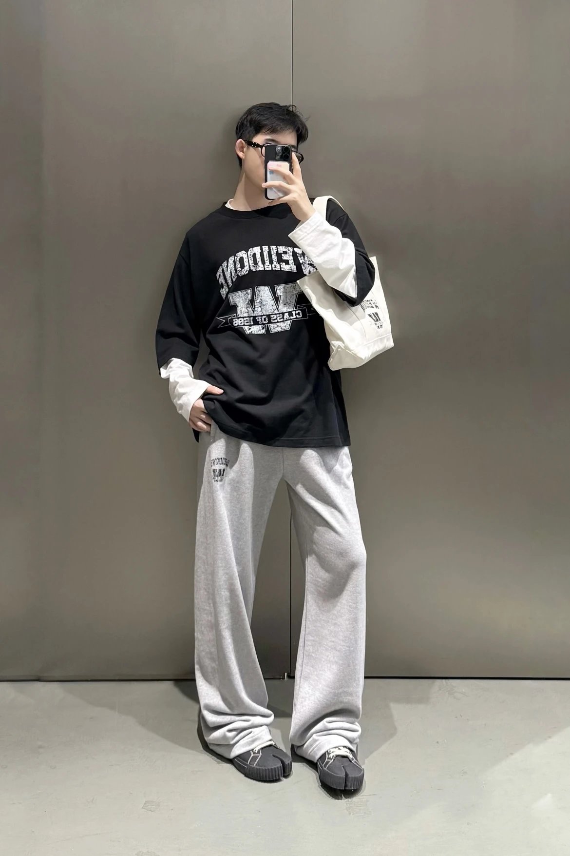 Item ID 8360 WE11DONE-“ Custom dyed gray fabric ” Early autumn college element loos