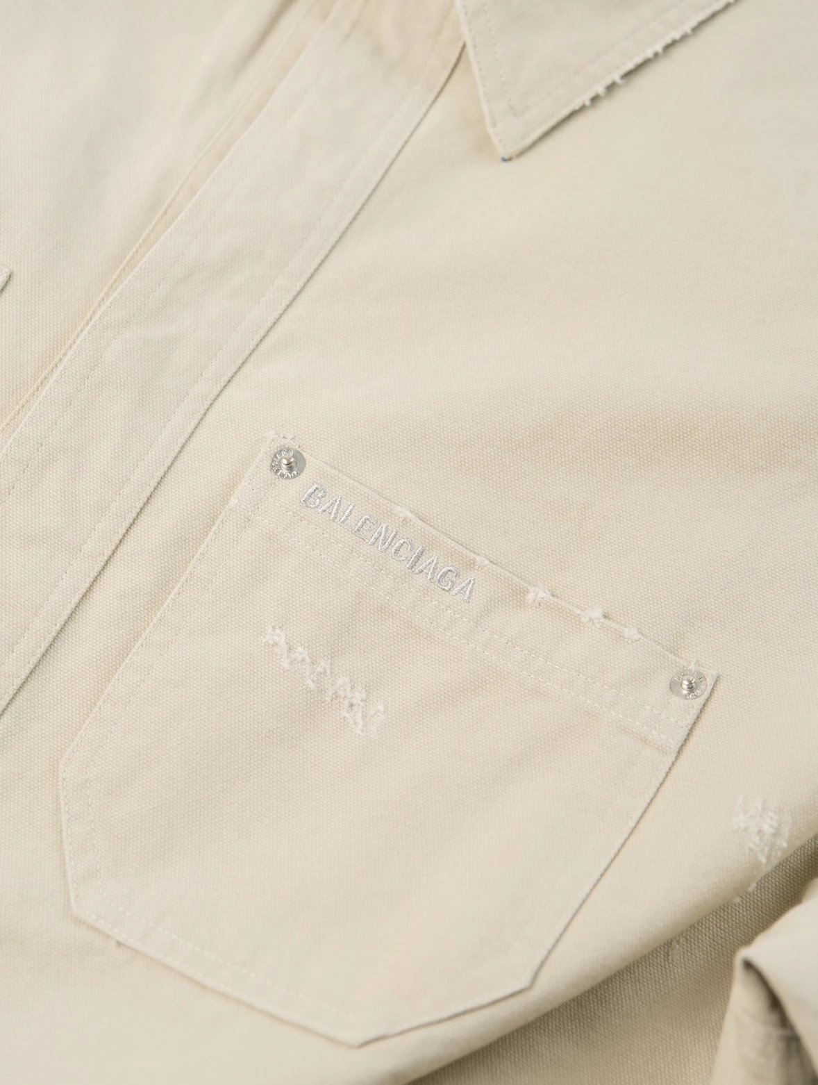 Item ID 8052 Paris washed distressed embroidered logo workwear jacket with loose fi