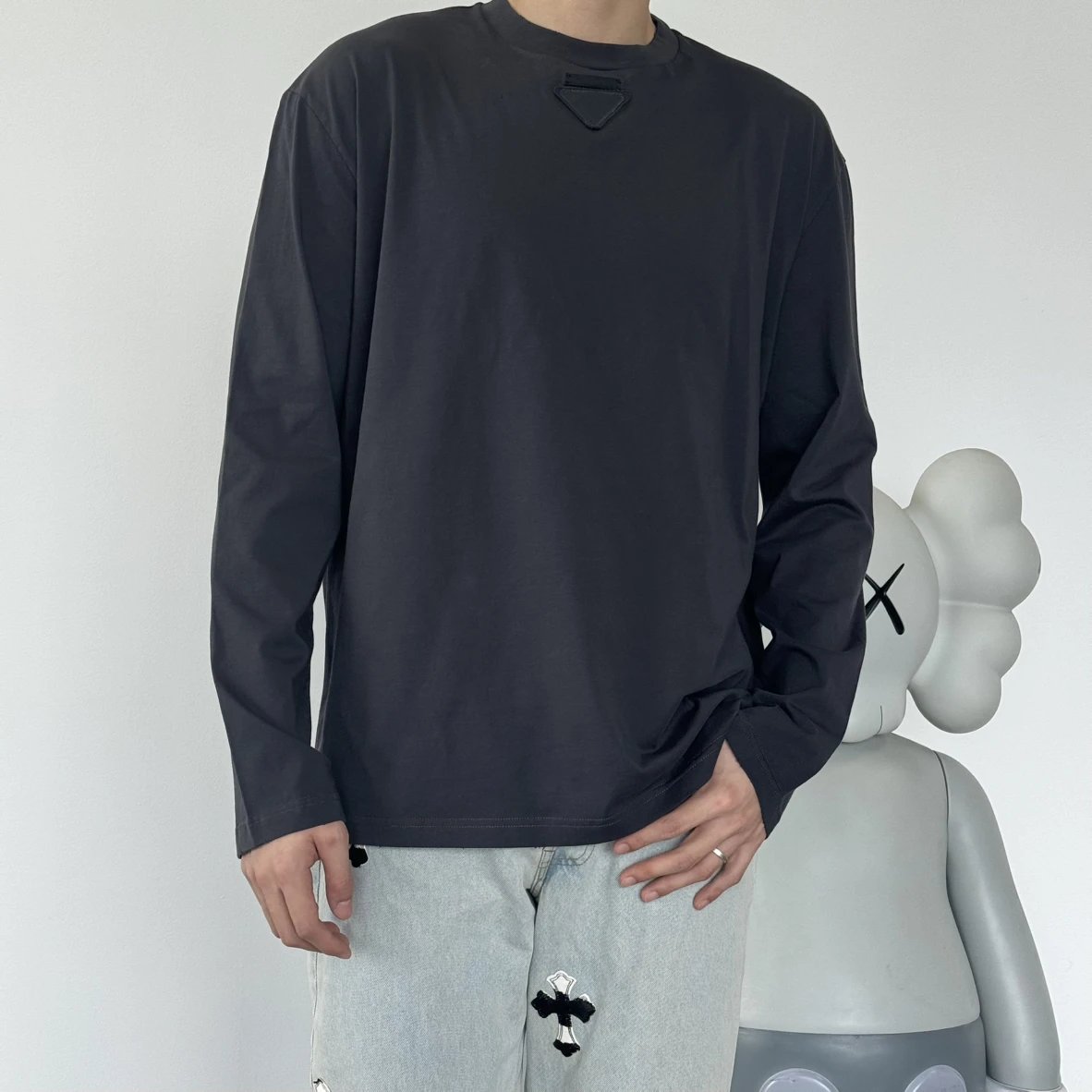 Item ID 8189 PRD Round neck long sleeves cotton “ Exclusive dyed fabrics ” triangle