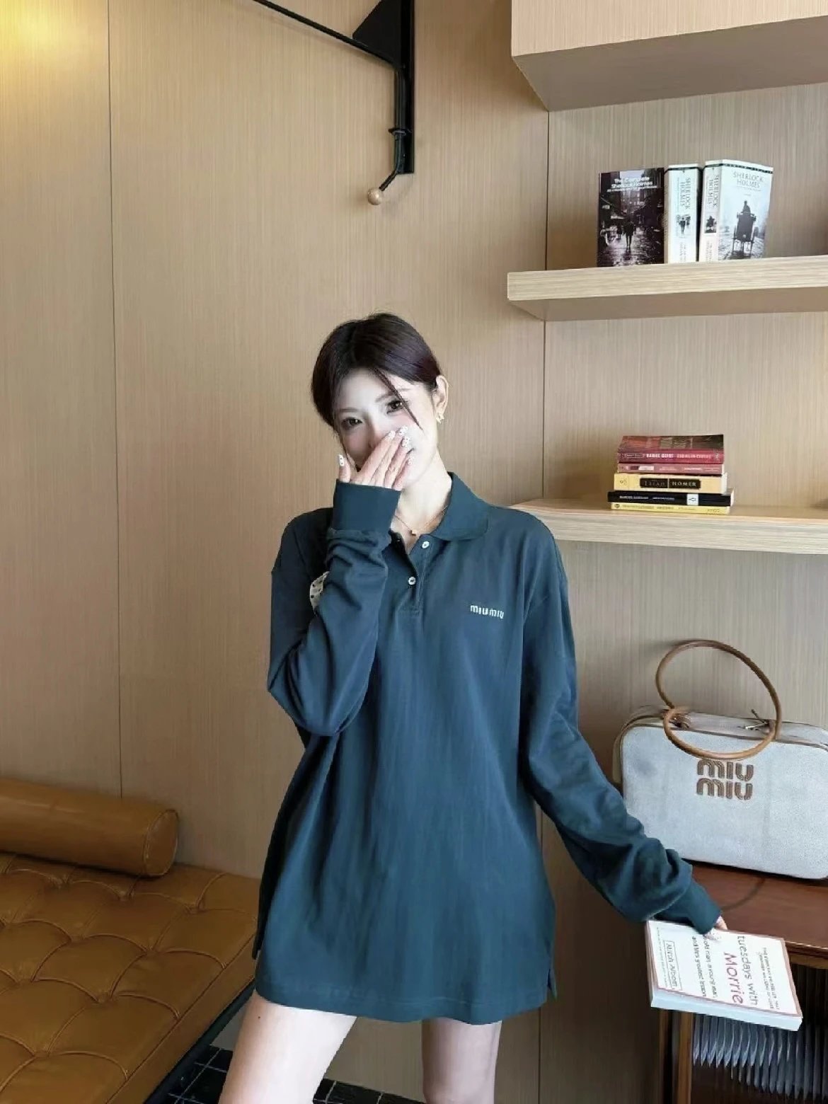 Item ID 8185 M1UM1U Miu Miu Summer Series -50 Long-staple cotton pique POLO- green