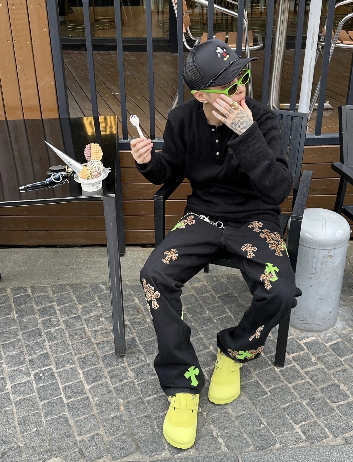 Item ID 8192 【 Pre-sale 15-20 Delivery within 1 day 】 Crow Heart Waffle Long Sleeve