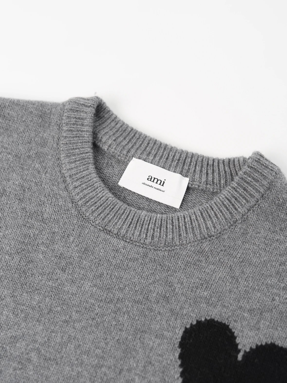 Item ID 8248 AMI Big love black label Logo Wool blend crew neck pullover sweater fo