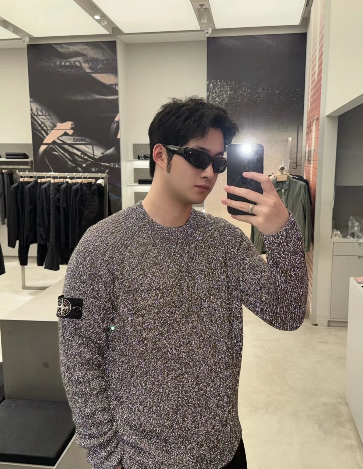 Item ID 8259 Ghost series crew neck sweater “ Special reflective yarn ” Fine imitat