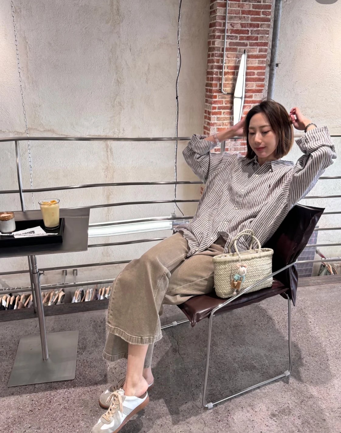 Item ID 8223 raff 100% flax -FW25-“ stripe spacing 0 error ” Lapel striped linen lo