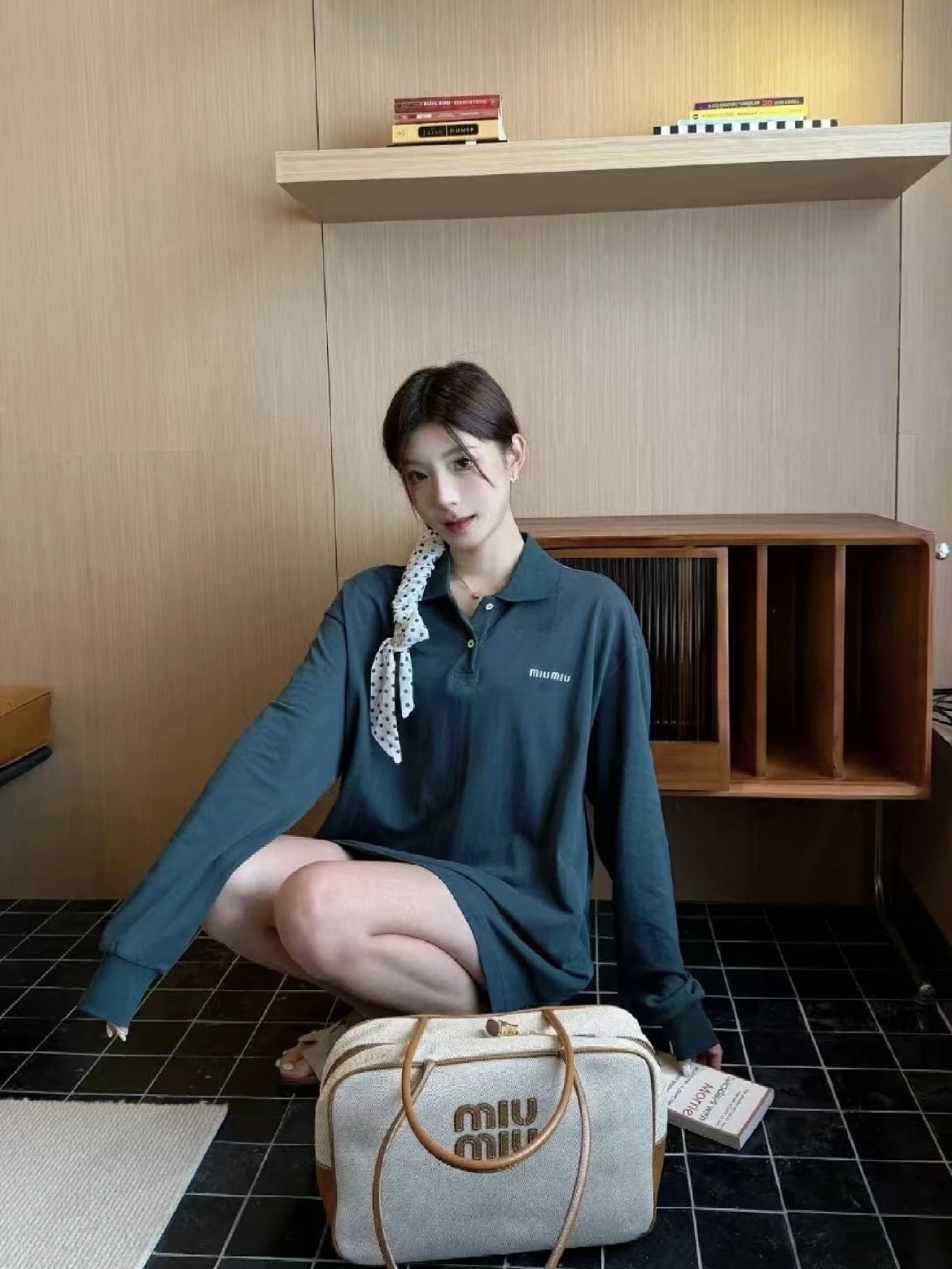 Item ID 8185 M1UM1U Miu Miu Summer Series -50 Long-staple cotton pique POLO- green