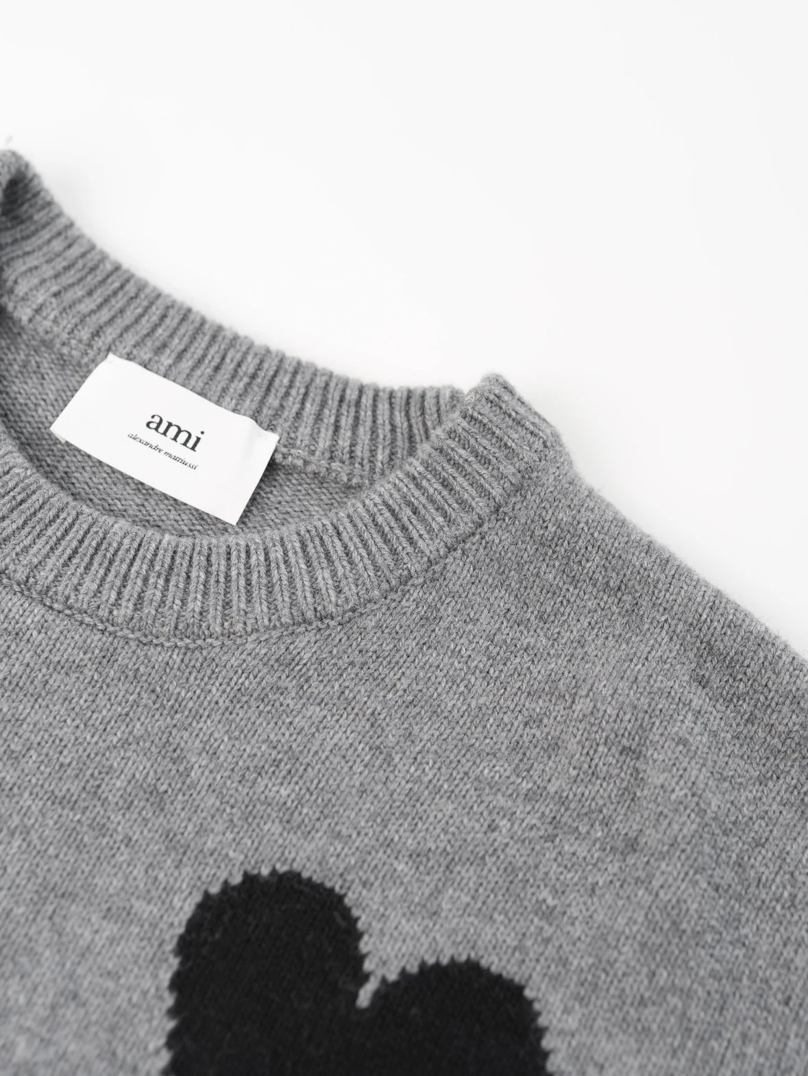 Item ID 8248 AMI Big love black label Logo Wool blend crew neck pullover sweater fo