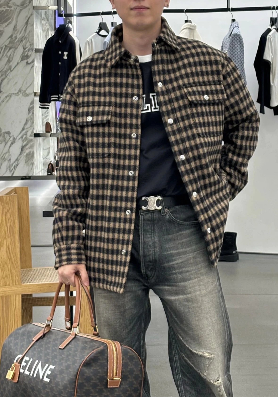 Item ID 8109 CL Celine -SS25-“90% wool blend ”“100% Plaid counterpoint ” Plaid sing