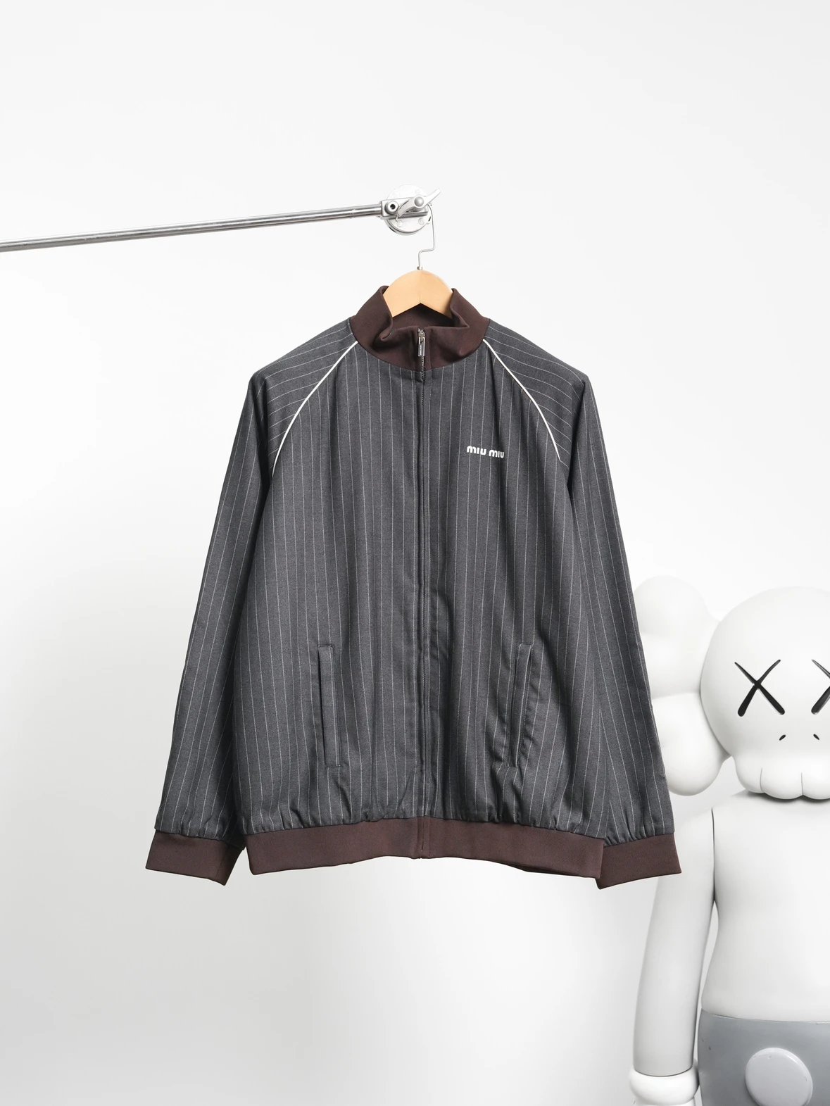 Item ID 8045 Miu Miu “100% cotton wool ”FW25 Qixi series striped zipper stand colla
