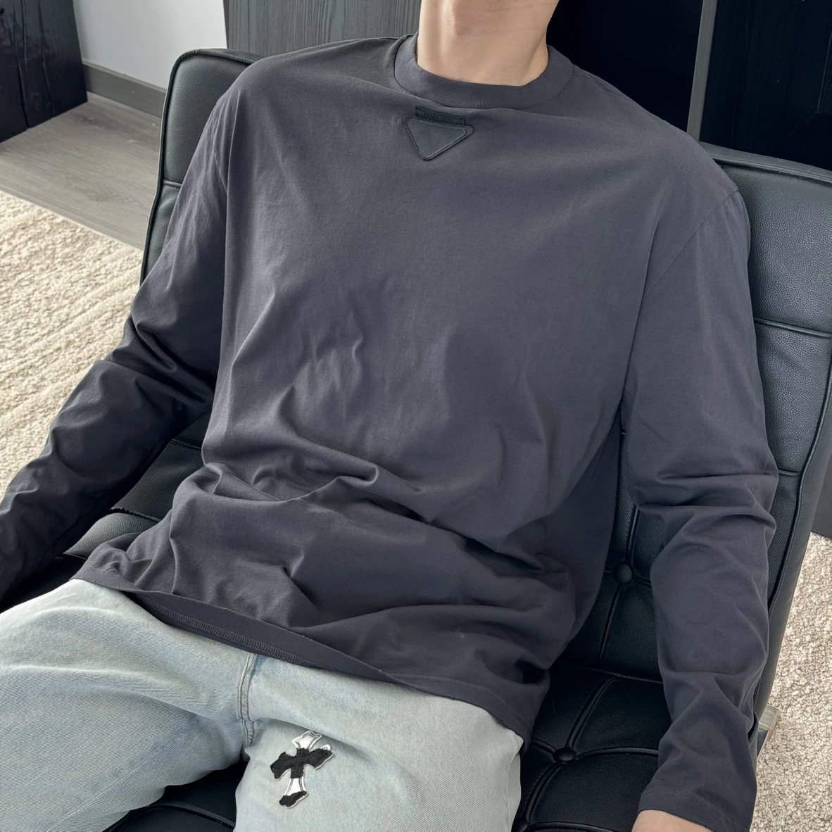 Item ID 8189 PRD Round neck long sleeves cotton “ Exclusive dyed fabrics ” triangle