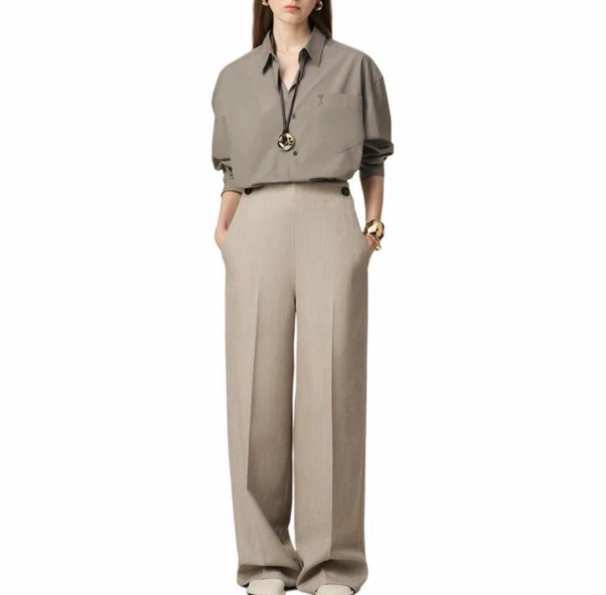 Item ID 8211 Ami-“40 Tencel imitation plain weave ” Solid color loose long sleeve s