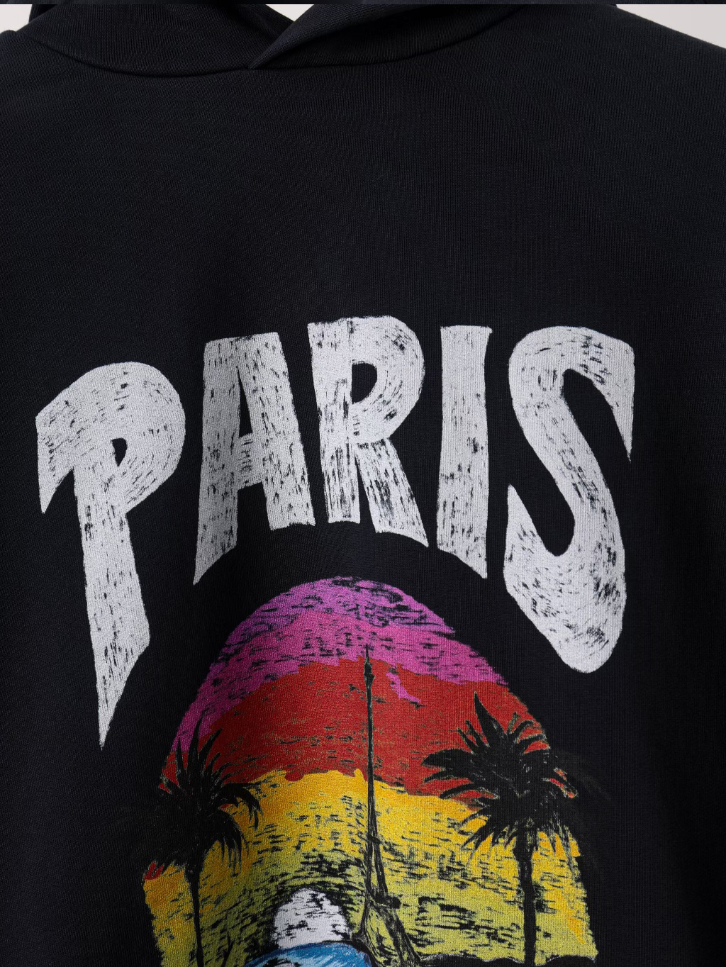 Item ID 8144 Balenc1aga- Paris -2023ss- Hawaii only - palm tree PARIS printed hoodi